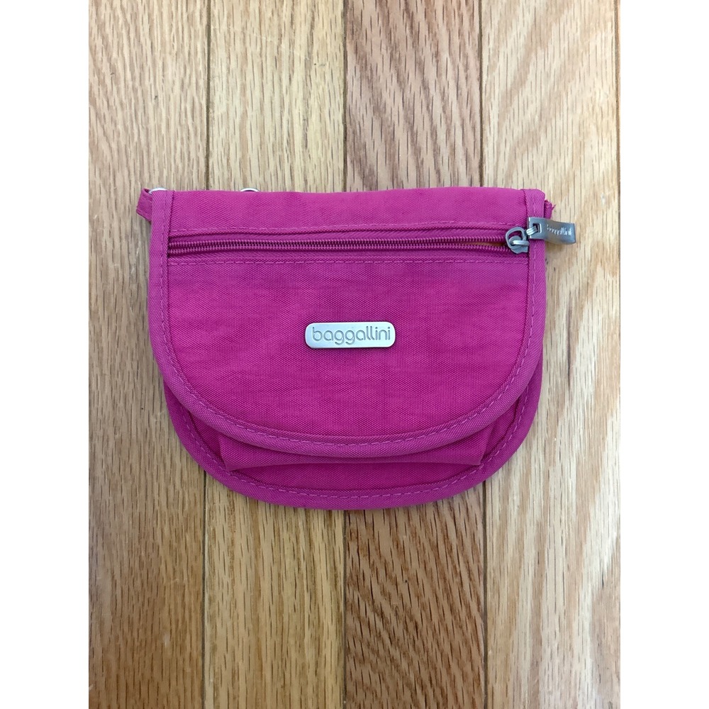 Baggallini Magenta Pink Nylon Travel Neck Wallet Crossbody Pouch Organizer